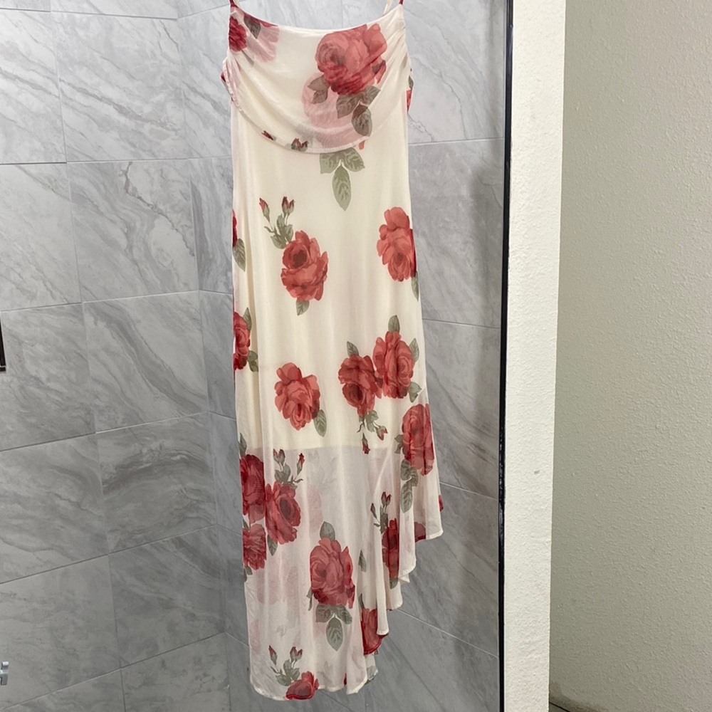 Floral Maxi Dress in Red and Cream